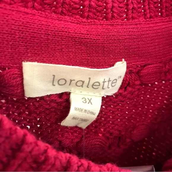NWT Loralette plus size 3X womens crew neck long sleeve sweater raspberry - Picture 8 of 8